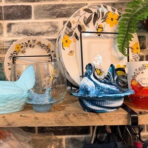 Blue and White Hen on Nest